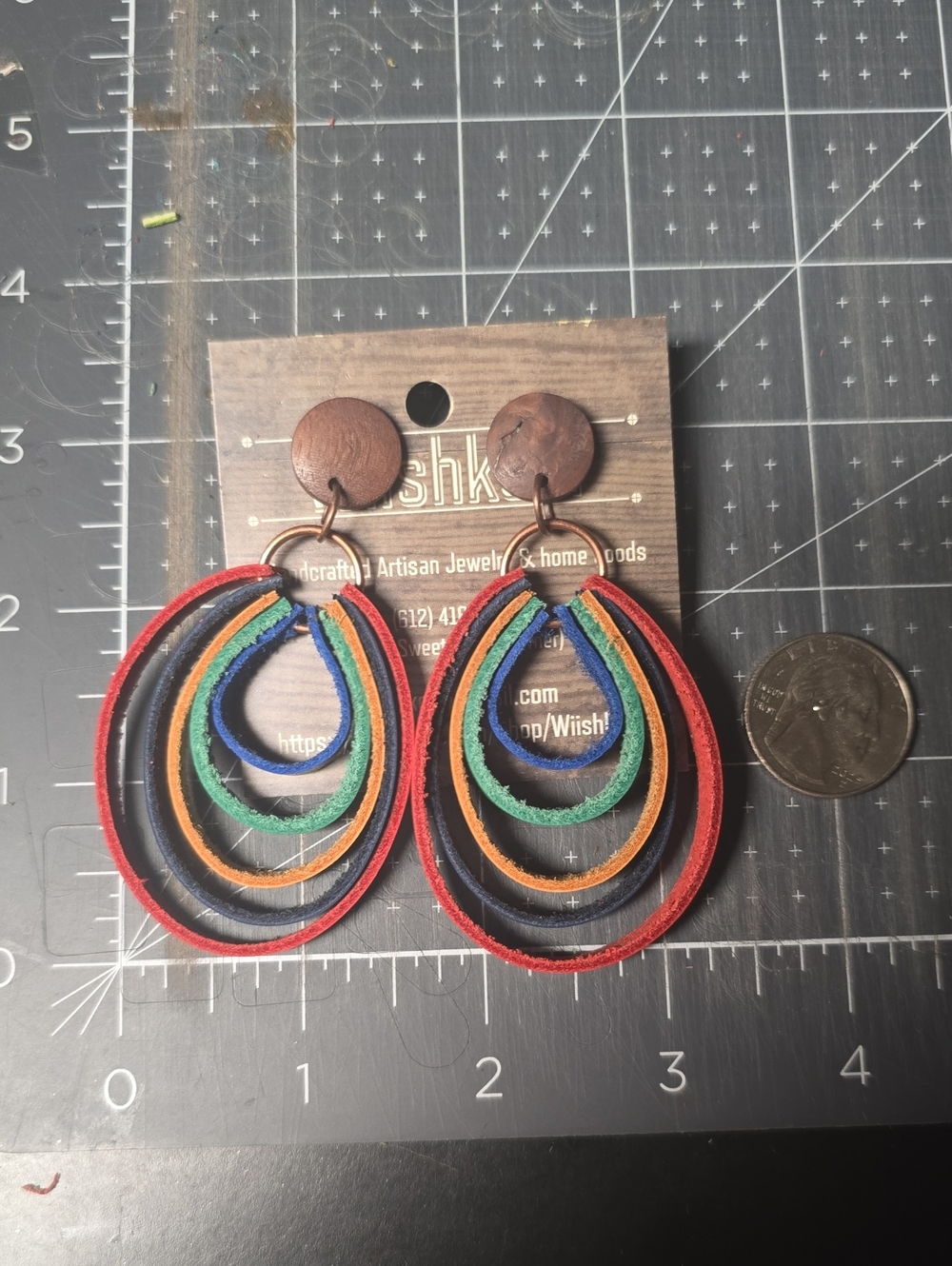 Handcrafted Multicolor Layered Teardrop Earrings - Artisan Leather